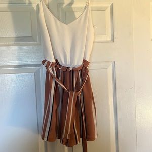 White and dusty pink romper